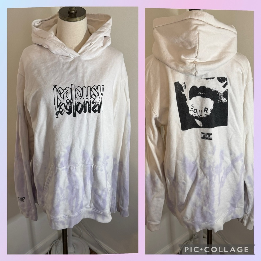 Olivia Rodrigo Large Sour Jealously Purple Ombré Tie Dye Sweatshirt Hoodie RARE